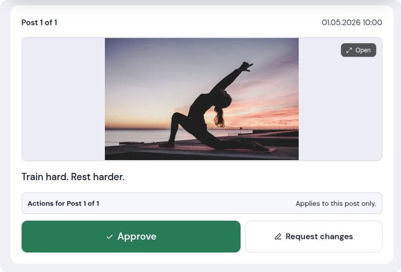 Client review page with Approve button